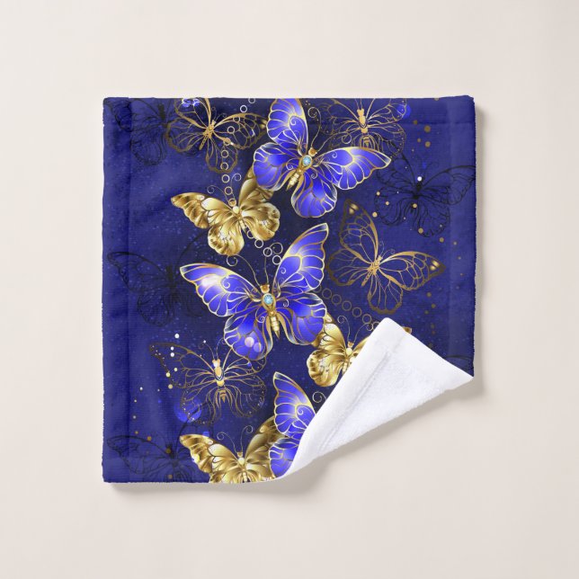 Composition with Sapphire Butterflies Wash Cloth (Wash Cloth)
