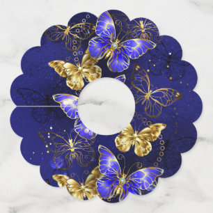 Composition with Sapphire Butterflies Wine Glass Tag