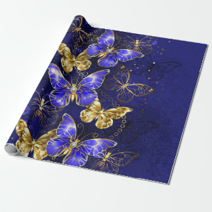 Composition with Sapphire Butterflies Wrapping Paper