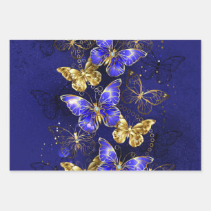 Composition with Sapphire Butterflies Wrapping Paper Sheet