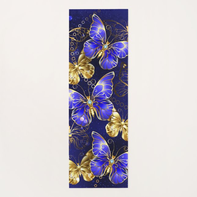 Composition with Sapphire Butterflies Yoga Mat (Back)