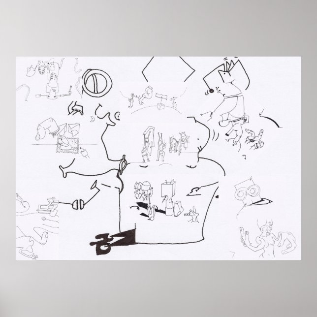 Composition with Surreal Drawings Colouring P 3 Poster (Front)