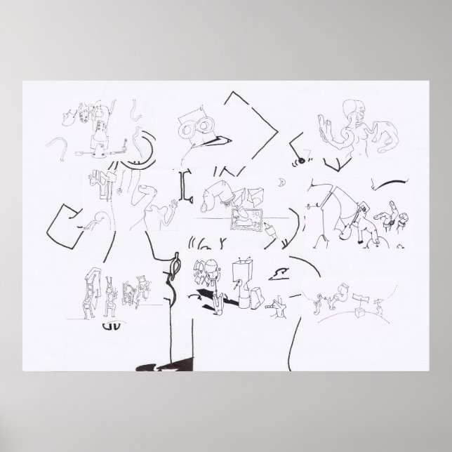 Composition with Surreal Drawings Colouring Poster (Front)