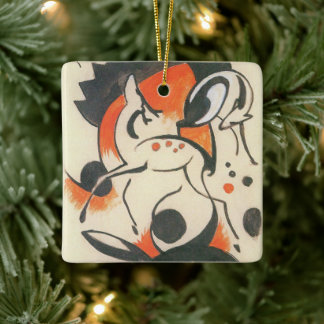 Composition with Two Deer by Franz Marc Ceramic Tree Decoration