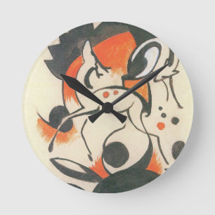 Composition with Two Deer by Franz Marc Round Clock