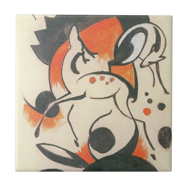 Composition with Two Deer by Franz Marc Tile (Front)