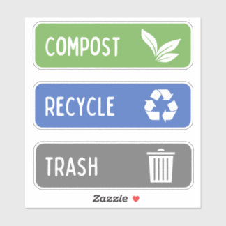 Compost Bin, Recycle, Trash Stickers