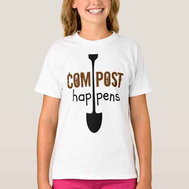 Compost Happens Mulch Humour Shovel T-Shirt (Front)