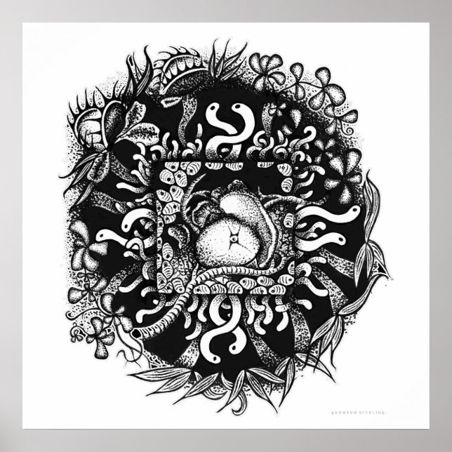 Compost Mandala - Black on White Poster (Front)