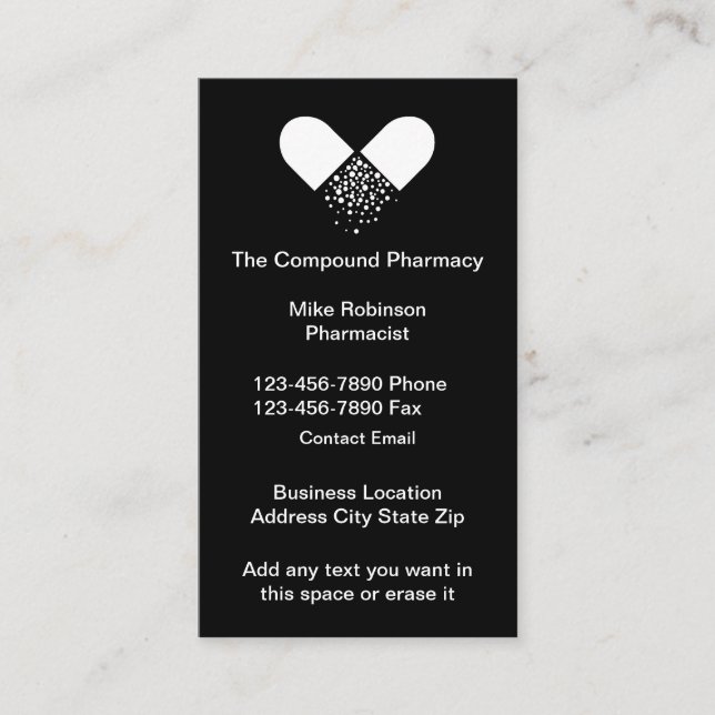 Compound Pharmacy Pharmacist Business Cards (Front)