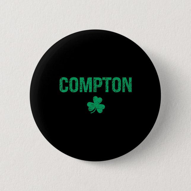 Compton Irish Shamrock St Patrick's Day  6 Cm Round Badge (Front)
