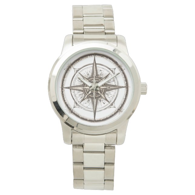 Compus design Silver bracelet  Watch (Front)