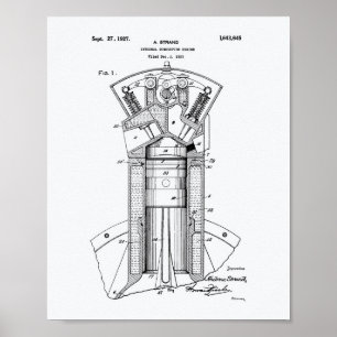 Compustion Engine 1927 Patent Art White Paper Poster