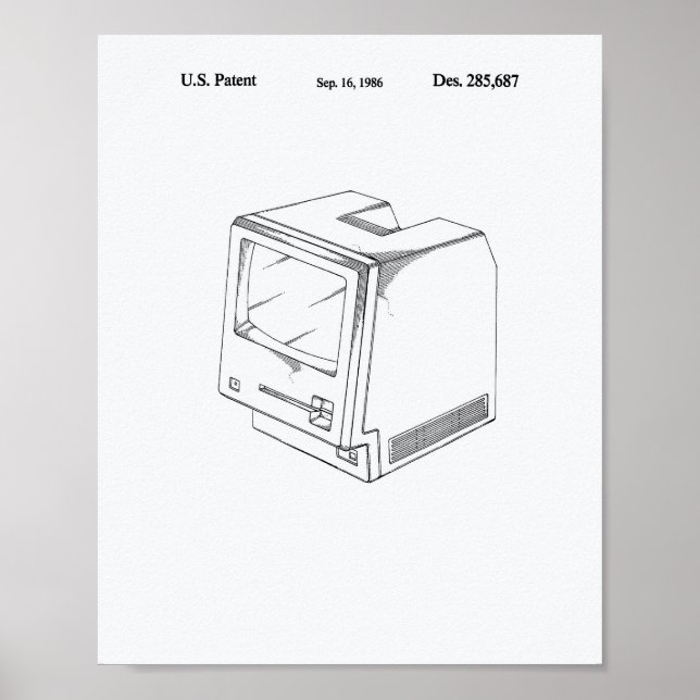 Computer 1986 Patent Art White Paper Poster (Front)
