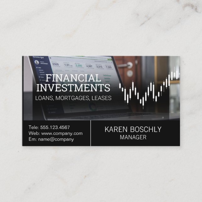 Computer Analyst | Stock Candlestick Graph Business Card (Front)