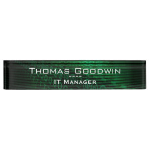 Computer Binary Code Data Networking IT Manager Nameplate