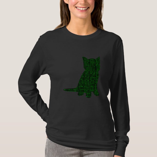 Computer Binary Numbers Cat  Programmer Coder Men  T-Shirt (Front)