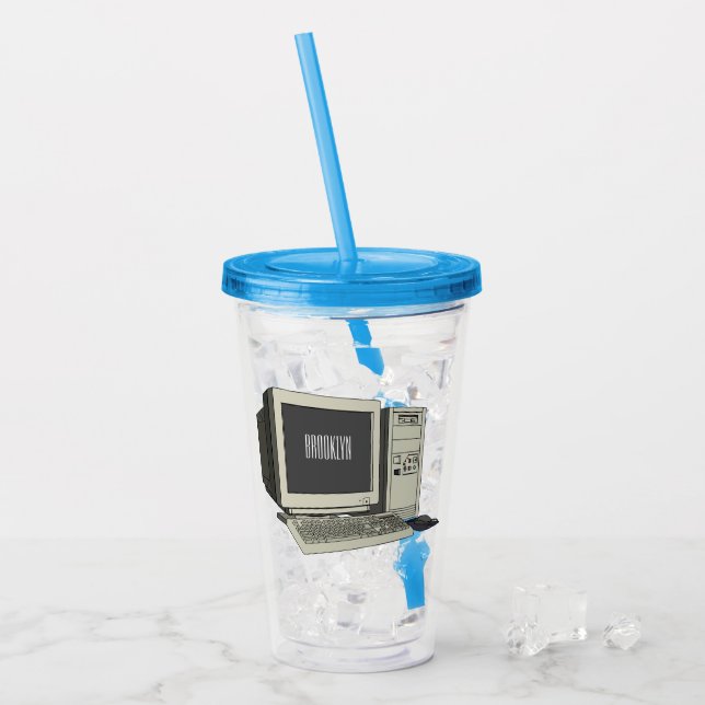 Computer cartoon illustration  acrylic tumbler (Front Ice)