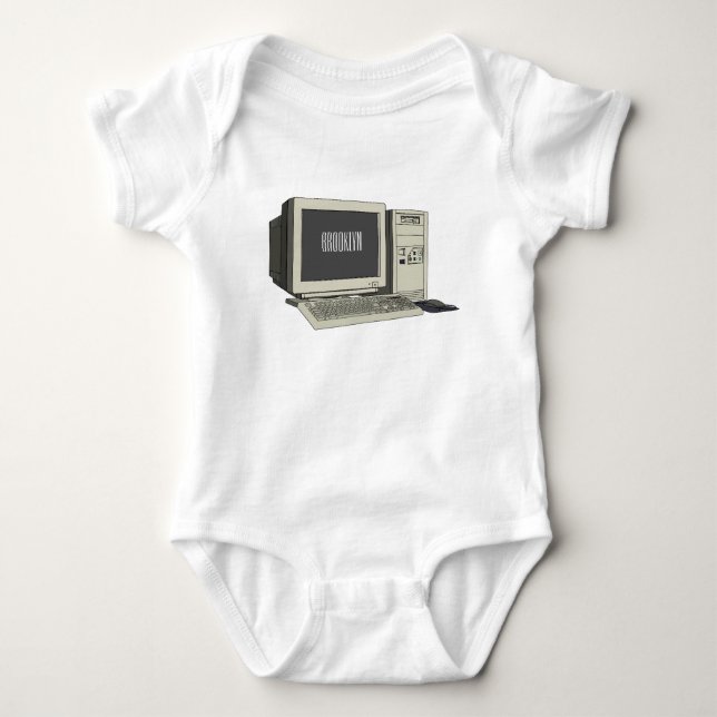 Computer cartoon illustration  baby bodysuit (Front)