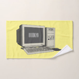 Computer cartoon illustration bath towel set
