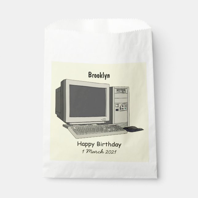 Computer cartoon illustration favour bags (Front)