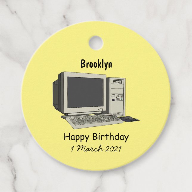 Computer cartoon illustration favour tags (Front)