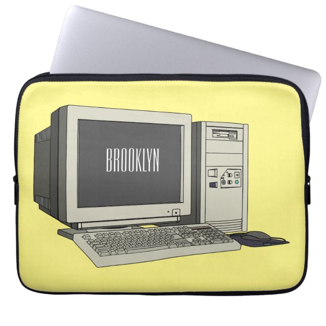 Computer cartoon illustration  laptop sleeve (Front)
