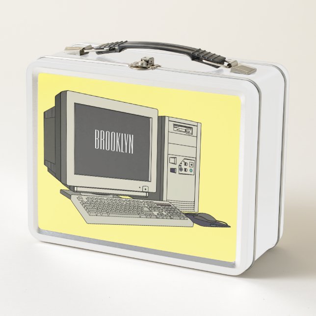 Computer cartoon illustration  metal lunch box (Front)