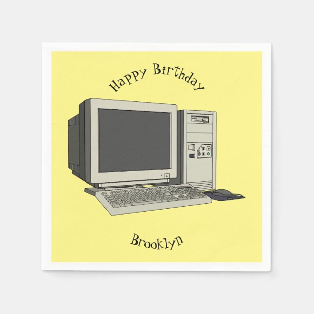 Computer cartoon illustration napkin (Front)