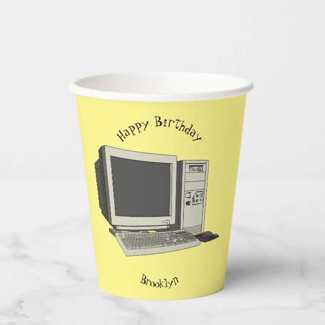 Computer cartoon illustration paper cups (Front)
