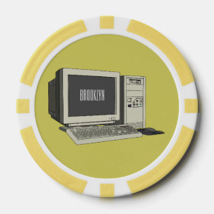 Computer cartoon illustration poker chips