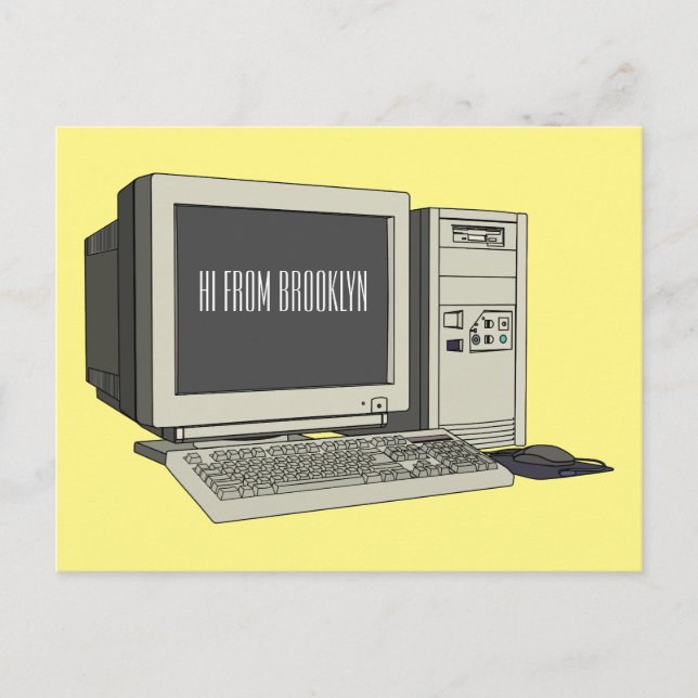 Computer cartoon illustration  postcard (Front)