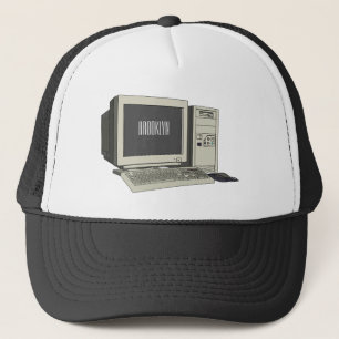 Computer cartoon illustration  trucker hat