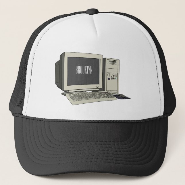 Computer cartoon illustration  trucker hat (Front)