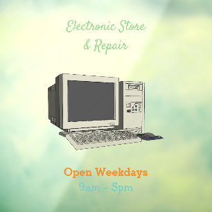 Computer cartoon illustration window cling