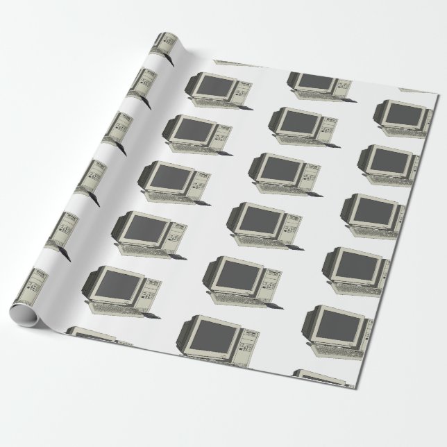 Computer cartoon illustration  wrapping paper (Unrolled)