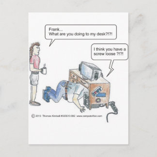 Computer Cartoon-Screw Loose Postcard