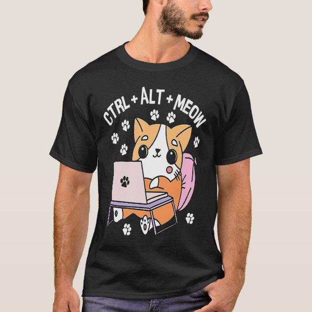 Computer Cat Programmer Hacker Kitten  1 T-Shirt (Front)