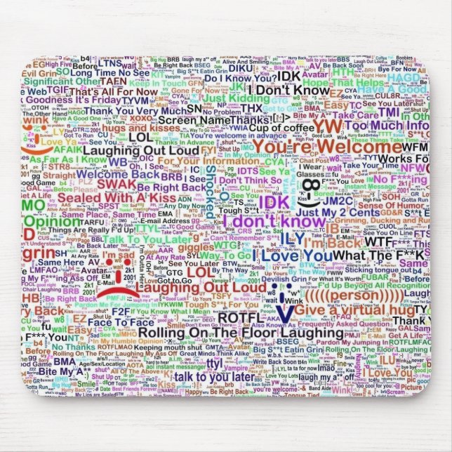 Computer Chat Word Art Mouse Mat (Front)