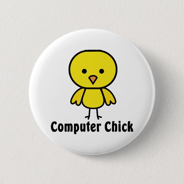 Computer Chick 6 Cm Round Badge (Front)