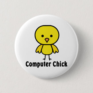 Computer Chick 6 Cm Round Badge