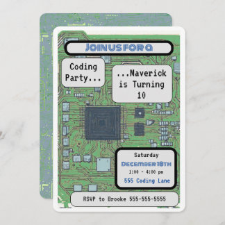 Computer Chip Coding Birthday Party Invitation