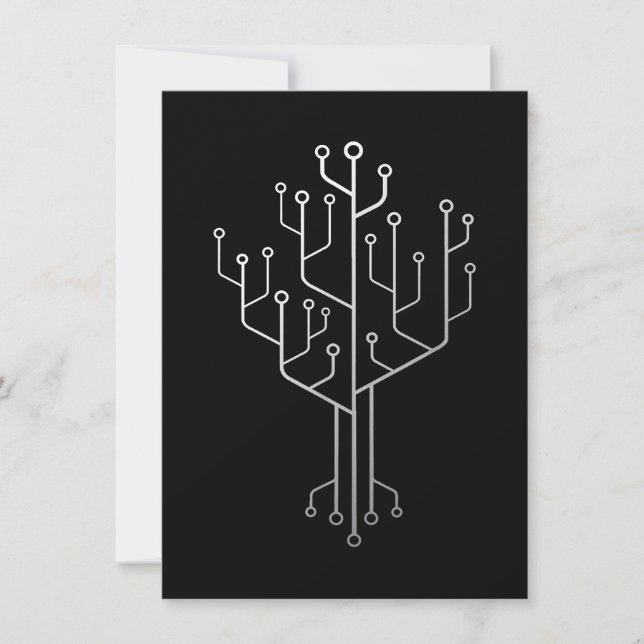 Computer Chip Tree Programmer Coder Engineer Tech Invitation (Front)