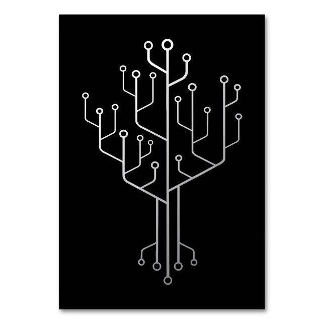 Computer Chip Tree Programmer Coder Engineer Tech Table Number (Front)