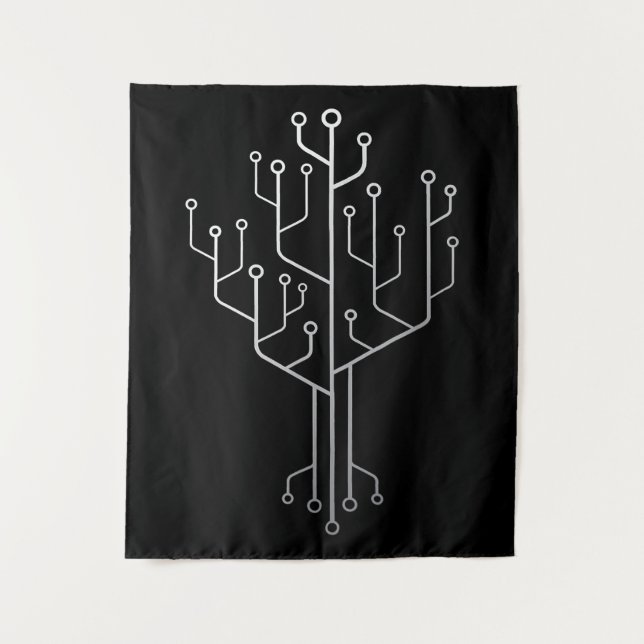 Computer Chip Tree Programmer Coder Engineer Tech Tapestry (Front)