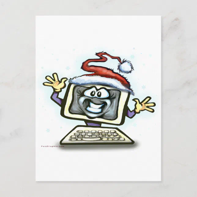 Computer Christmas Holiday Postcard | Zazzle