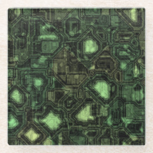 Computer circuit background glass coaster