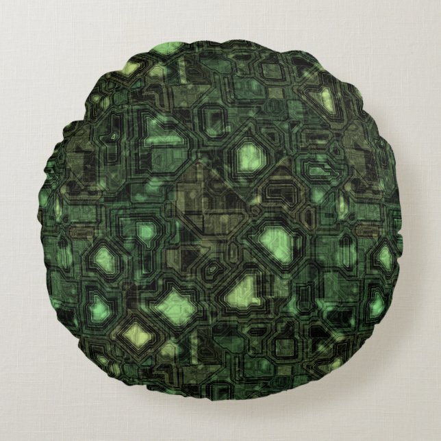Computer circuit background round cushion (Front)
