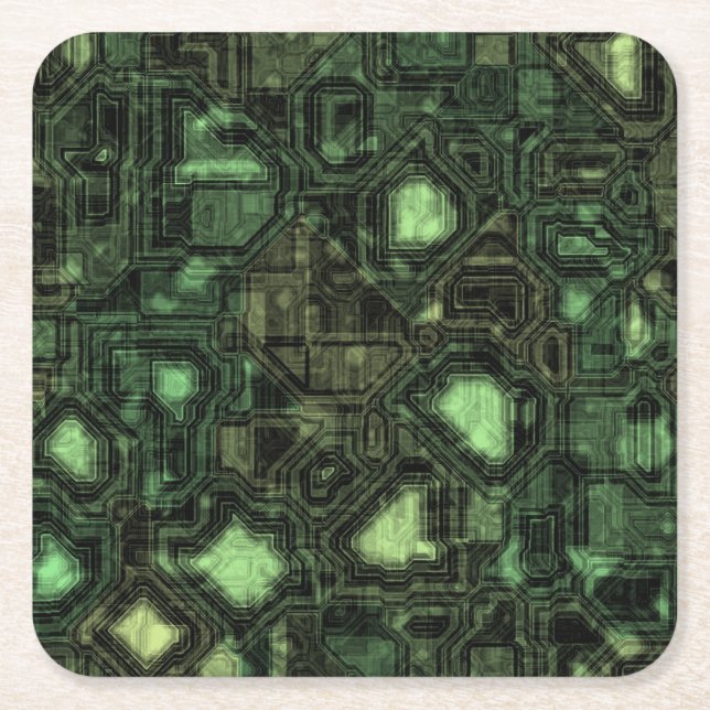 Computer circuit background square paper coaster (Front)
