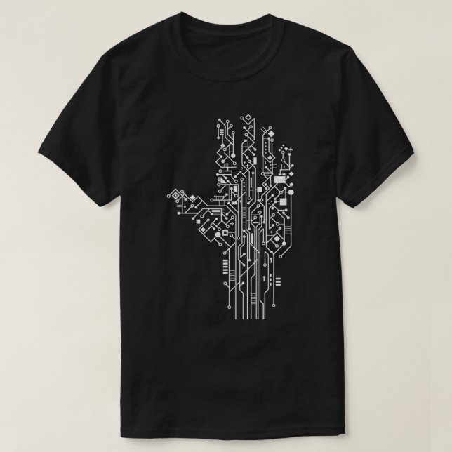 Computer Circuit Board Hand Tech Nerd Geek Enginee T-Shirt (Design Front)